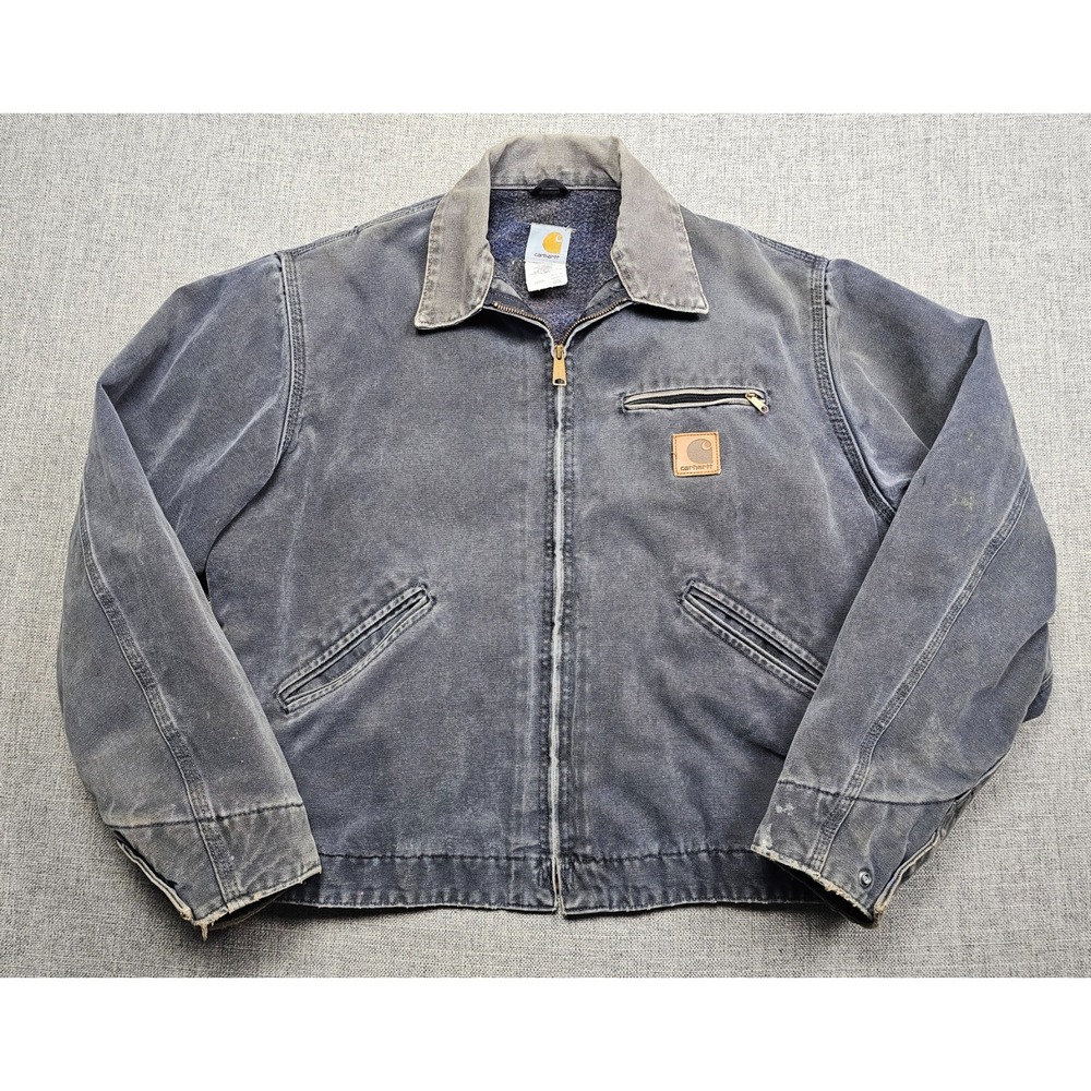 VINTAGE Carhartt Detroit Jacket Mens Large Gray J97 PTL Blanket Lined Faded USA